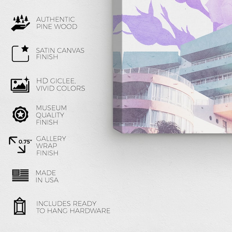 Wynwood Studio 'Miami Sunset' Nature and Landscape Wall Art Canvas Print Coastal Landscapes - Purple, White