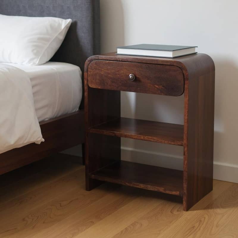 HomeRoots 24" Chestnut Solid Wood One Drawer Nightstand - Chestnut - 1-drawer