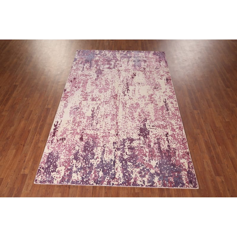 Contemporary / Abstract Indian Area Rug Handmade Wool Carpet - 5'11"x 8'11"