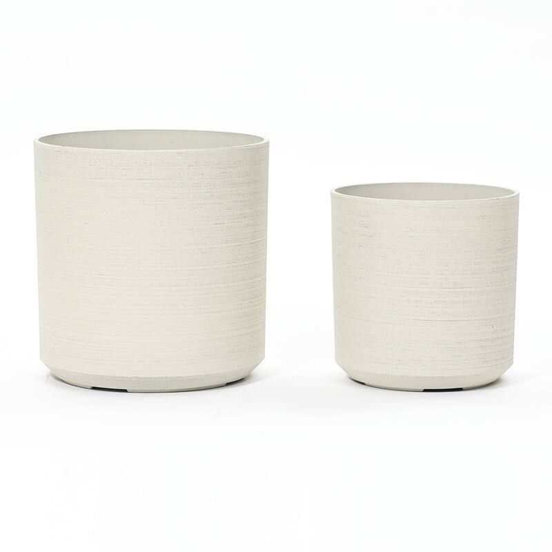 2-Piece HDPE Round Plastic Pot Planters Set, Cortina Cream