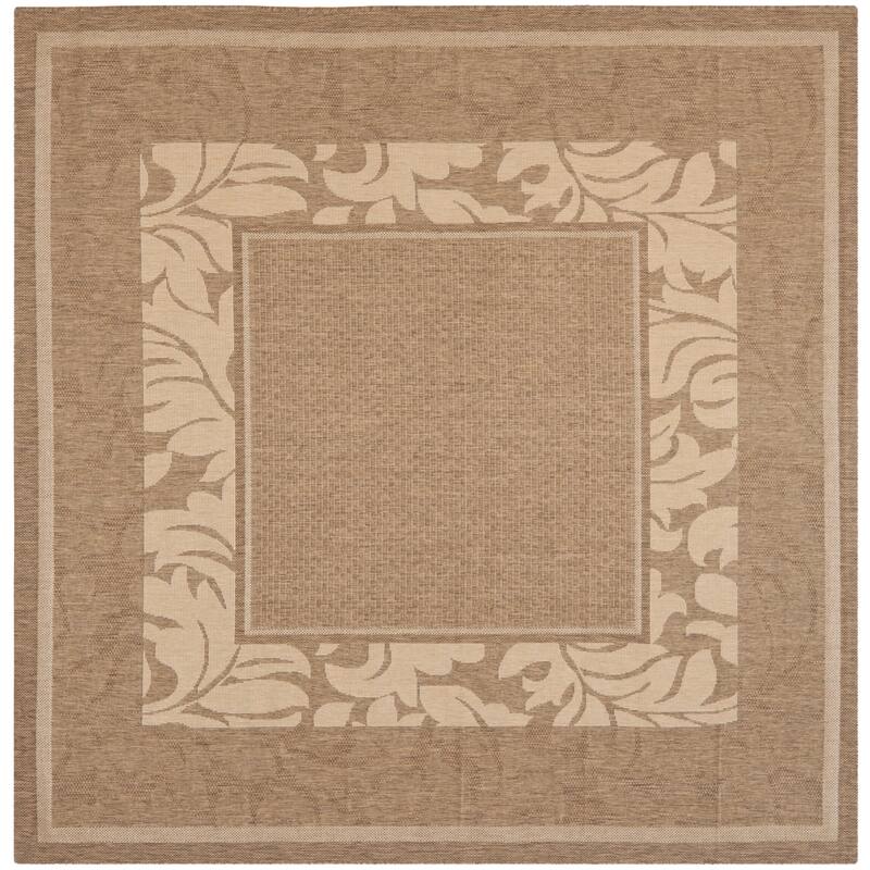 SAFAVIEH Courtyard Irmhilde Indoor/ Outdoor Waterproof Patio Backyard Rug - 6'7" Square - Brown/Natural