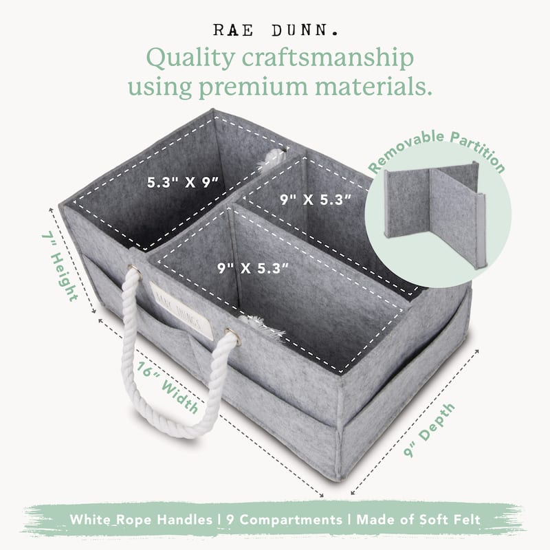 RAE DUNN Baby Diaper Caddy Organizer - w/Rope Handles