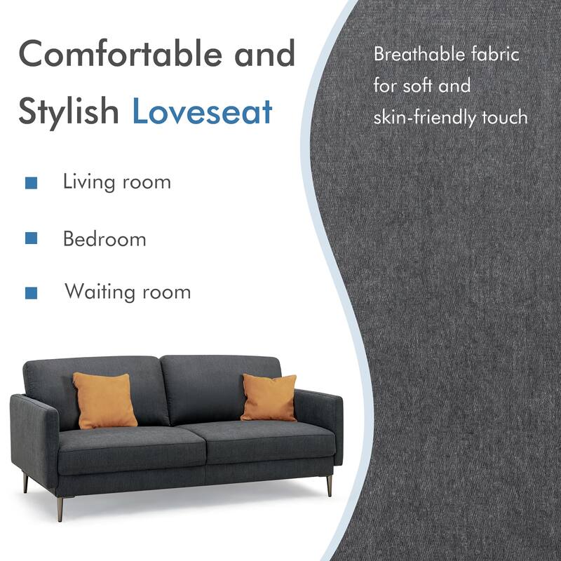 Costway 76.5'' Fabric Sofa Couch Living Room Small Apartment Furniture