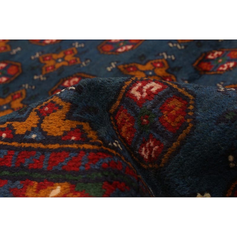 ECARPETGALLERY Hand-knotted Uzbek Kargahi Blue Wool Rug - 4'8 x 6'1