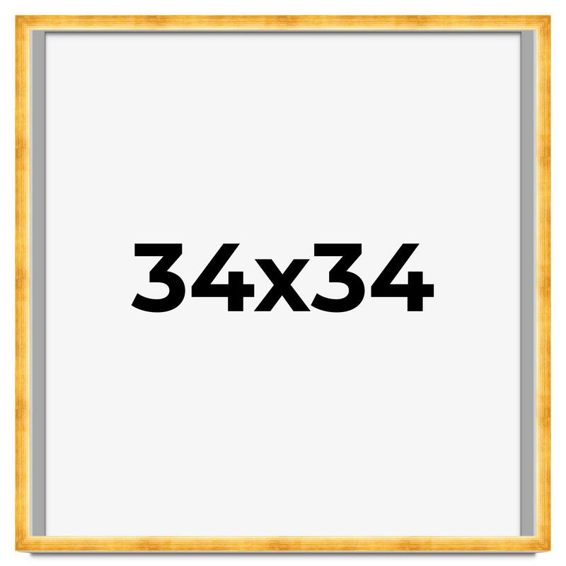 34x34 Shadow Box Frame Gold | 1.625 Inches Deep Real Wood Traditional