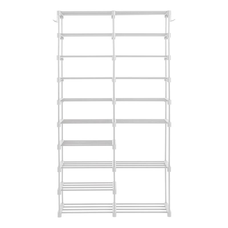 Minimalist Shoe Rack with Iron Frame Durable Non-Woven Storage Organizer for Shoes & Boots - 10 - White