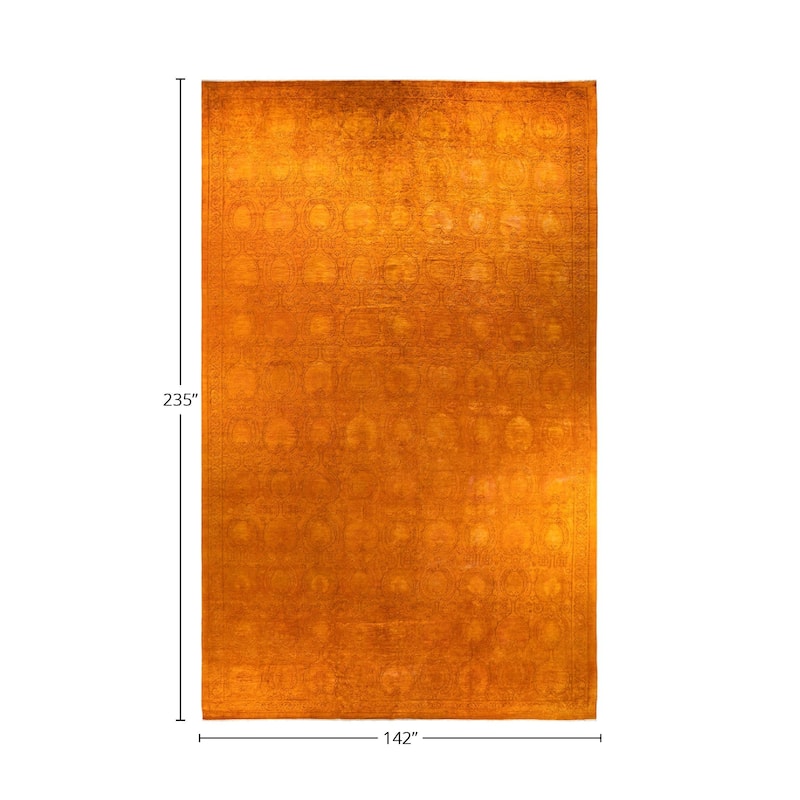 Overton Handknotted Wool Vintage Inspired Contemporary Overdyed Orange Area Rug - 19' 7" x 11' 10"