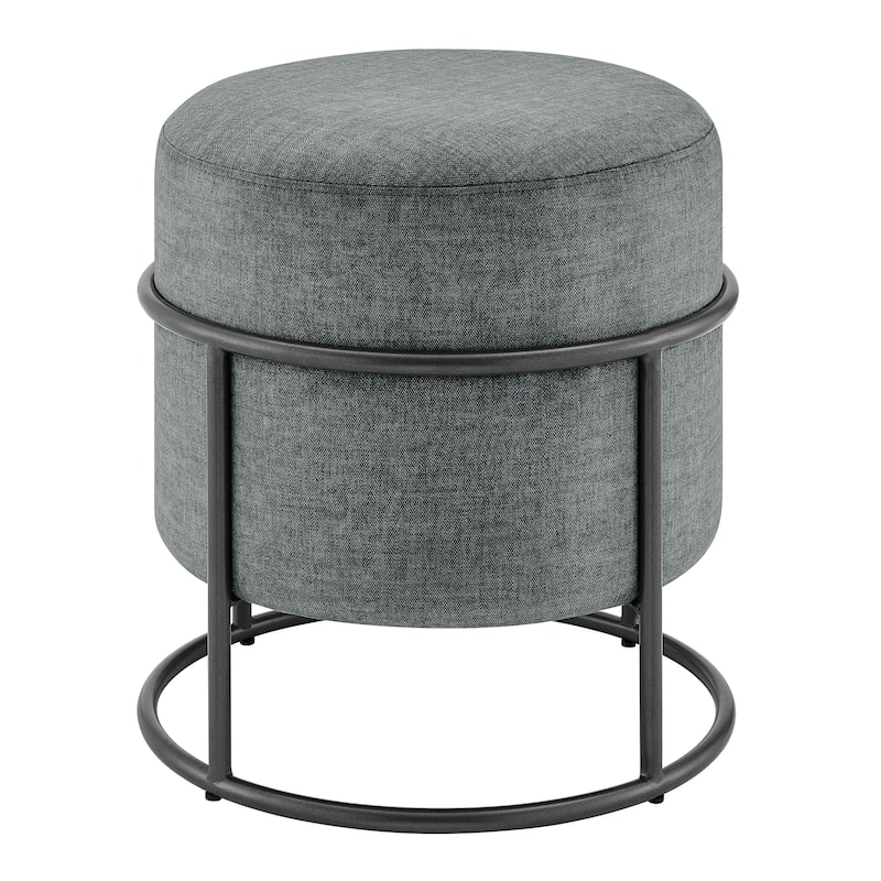 NPD Furniture Ophelia Velvet Round Ottoman with Metal Frame
