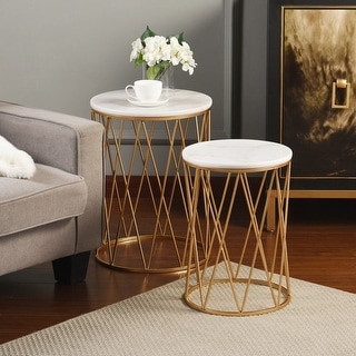 nesting tables gold stylecraft accent marble round