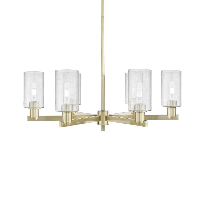 Innovations Lighting 716-6CR-12-34 Clymer Chandelier Clymer 6 Light - Antique Brass / Seedy