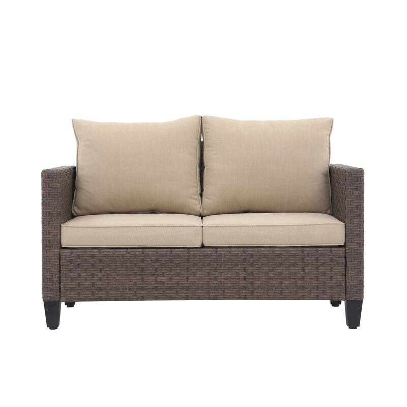 Outdoor Wicker Cushioned Loveseat