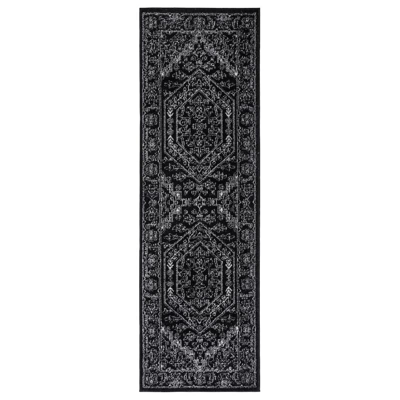 SAFAVIEH Adirondack Sian Rustic Oriental Medallion Rug - 2'6" x 8' Runner - Black/Ivory