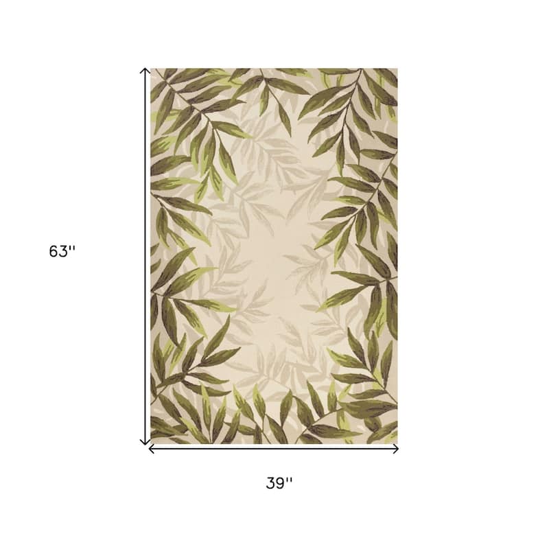 Alrio Graceful Floral Weather Resistant Modern Chic Hand-Woven Outdoor Rug - 3' x 5'