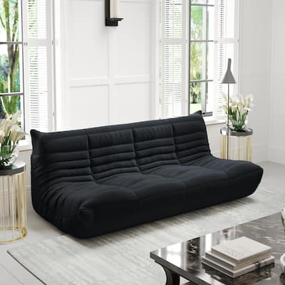 69 Inch Armless Teddy Fabric Soft Sofa Modern Couch