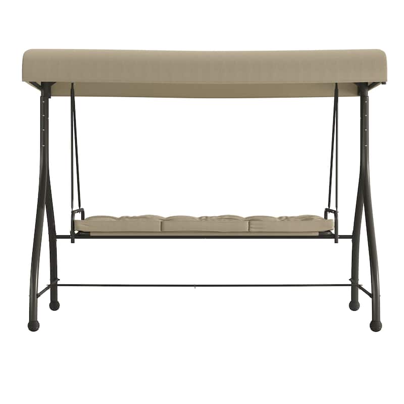 3-Seat Outdoor Steel Converting Patio Swing and Bed Canopy Hammock