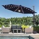 preview thumbnail 25 of 30, AOOLIMICS 11ft. Cantilever Outdoor Solar-lighted LED Aluminum Umbrellas w/Base Stand, Patio Round Offset Market Umbrella