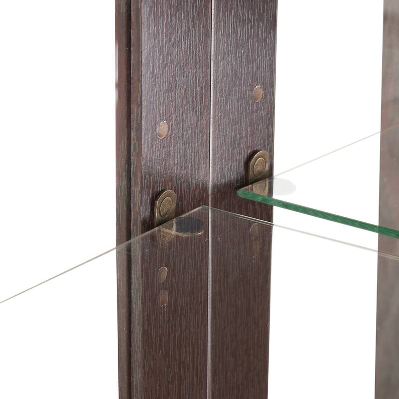 Lighted Curio Cabinet with Mirrored Back, 3 Tier Storage Display Cabinet with Tempered Glass Doors & Adjustable Shelves