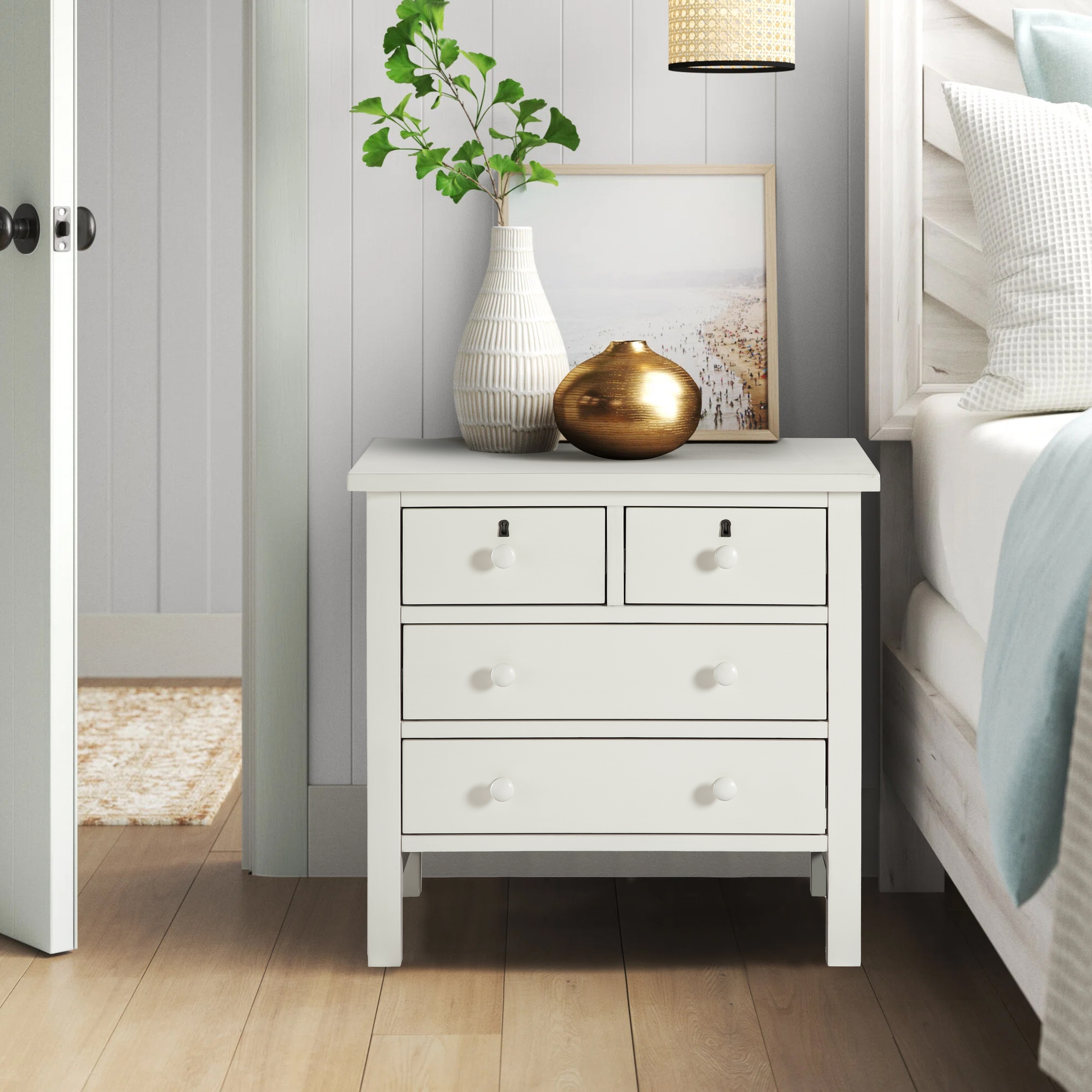 Gavello Farmhouse 4-drawer Storage Nightstand