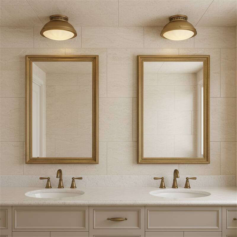 1-Light 11-in Polished Brass Flush Mount