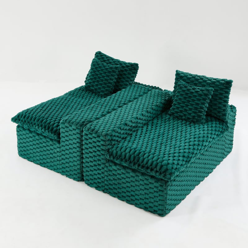 Free Combination Modular Couch Fluffy Turtle Velvet Sectional Sofa