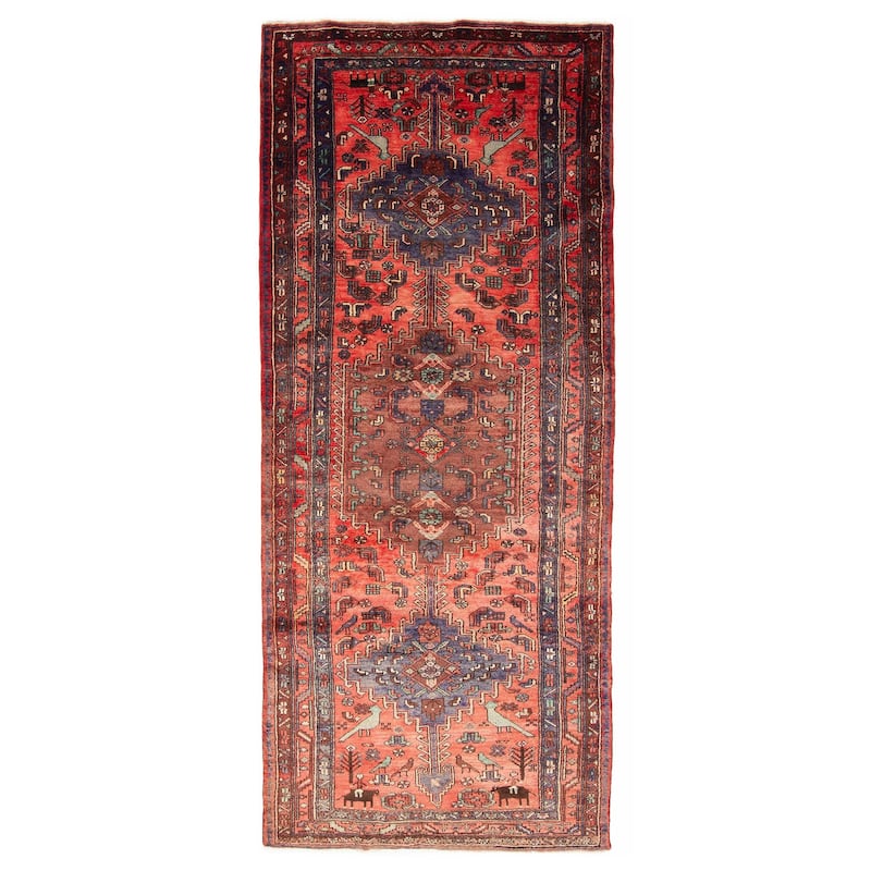 ECARPETGALLERY Hand-knotted Andelz Red Wool Rug - 4'3 x 10'4 - Red - 4'3 x 10'4