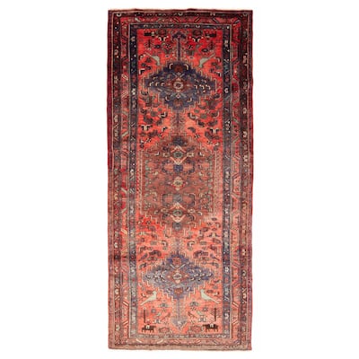 ECARPETGALLERY Hand-knotted Andelz Red Wool Rug - 4'3 x 10'4