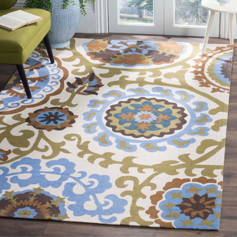 SAFAVIEH Handmade Cedar Brook Imkea Modern Cotton Rug - 7'3" x 9'3" - Blue