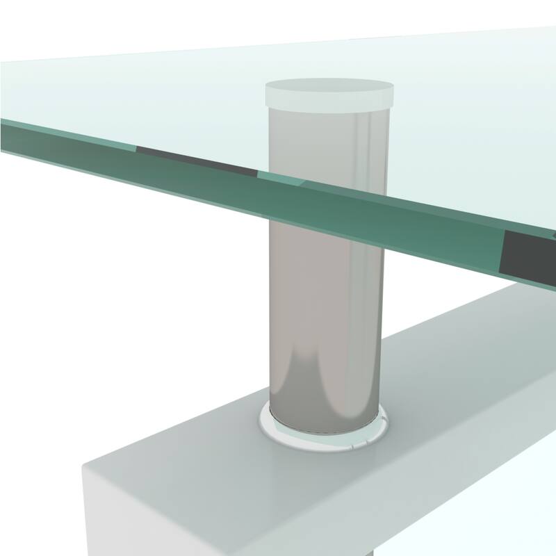 Rectangle Glass Coffee Table with Storage Shelf