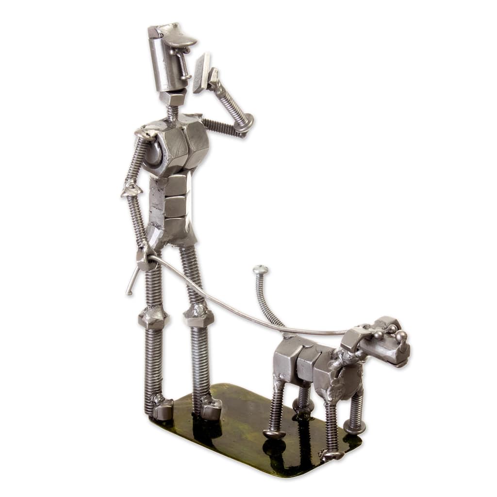 Novica Handmade Eco Walk Recycled Metal Sculpture