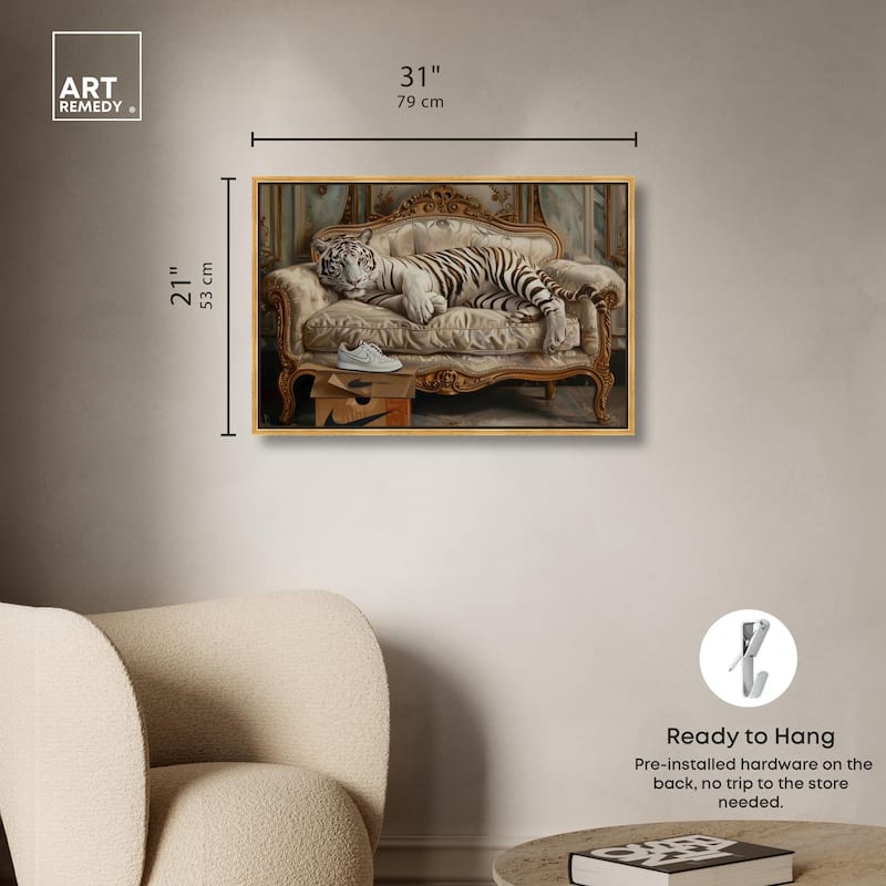 Lounging Sneaker Tiger Canvas by Art Remedy