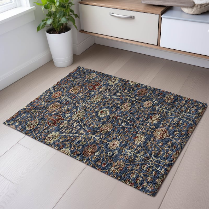 Premium Washable Super Soft Traditional Persian Mayfield Rug - Navy - 1'8" x 2'6"