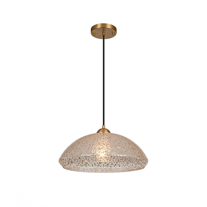 Modern Dome 1-Light Glass Pendant Light Single Chandelier - W14.6"