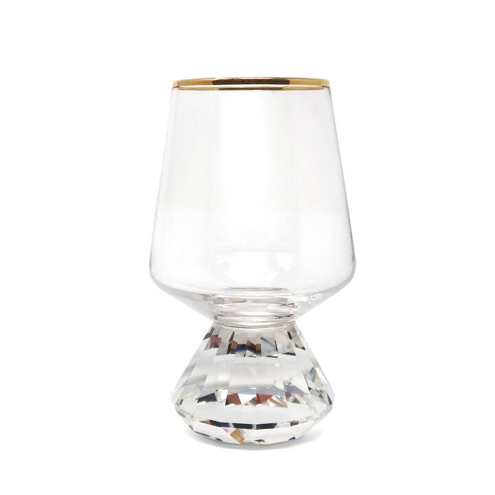 Shot Glasses with Diamond Base, Set of 6 - Clear/Gold Rim