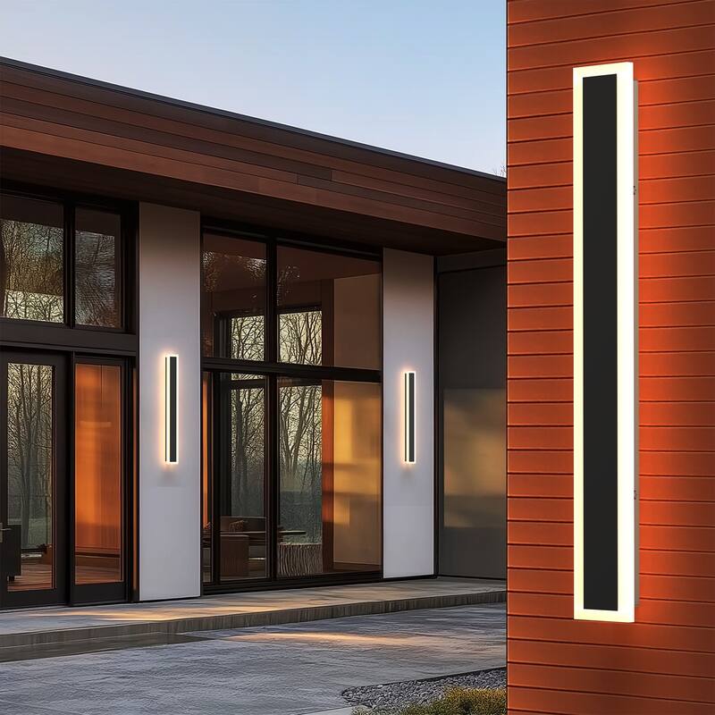YANSUN Outdoor LED Wall Light, Rectangular Design, 3000K Warm Light, Satin Black Finish for Elegant Exterior Lighting