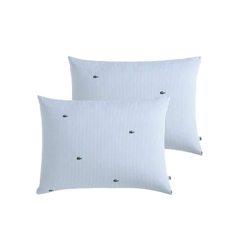 Lacoste Pinstripe Croc Percale Cotton 3-Piece Comforter Set