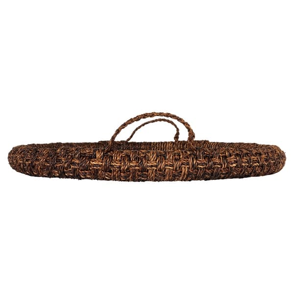Manico cestino ovale bianco naturale lavato 22x16