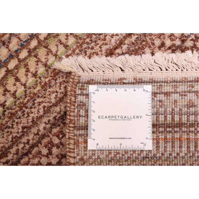 ECARPETGALLERY Hand-knotted Finest Silk Shadow Brown Viscose, Wool Rug - 6'0 x 8'11