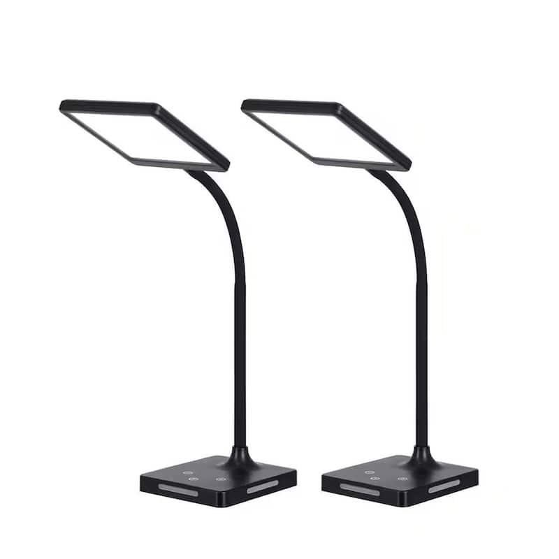 Brilli 21"H Charge Up Circadian LED Desk Lamp (Set of 2), Black Finish with Touch Switch, Night Light on Base - Black