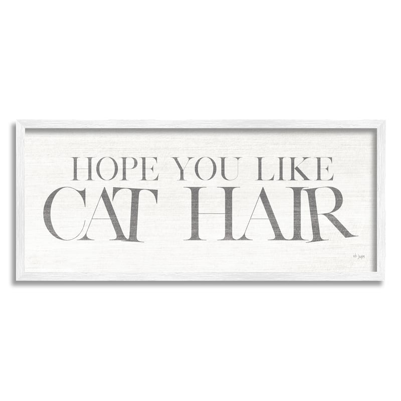Stupell Hope You Like Cat Hair Funny Pet Phrase Framed Wall Art, Design by Jaxn Blvd. - Grey - 24 x 10 - White