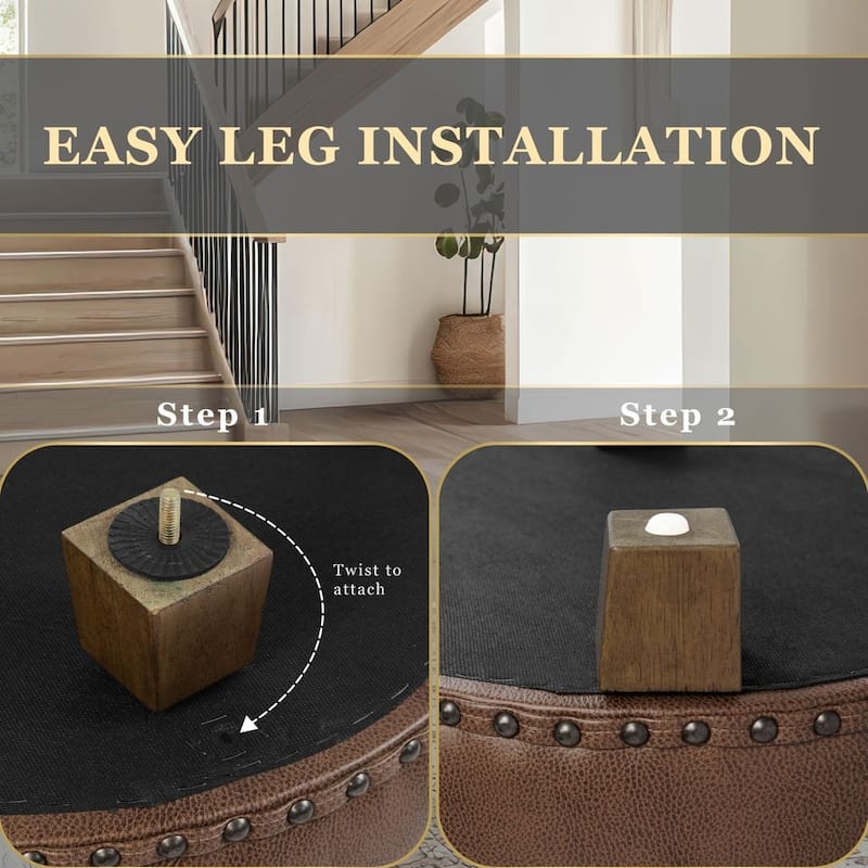 HomePop Storage Ottoman with Nailheads