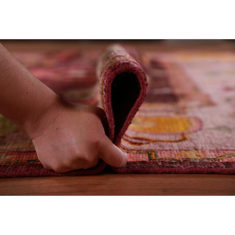 Hand Knotted Oriental 100% Wool Carpet Transitional All-Over Red Oushak Area Rug - 11' 7'' X 9' 1''