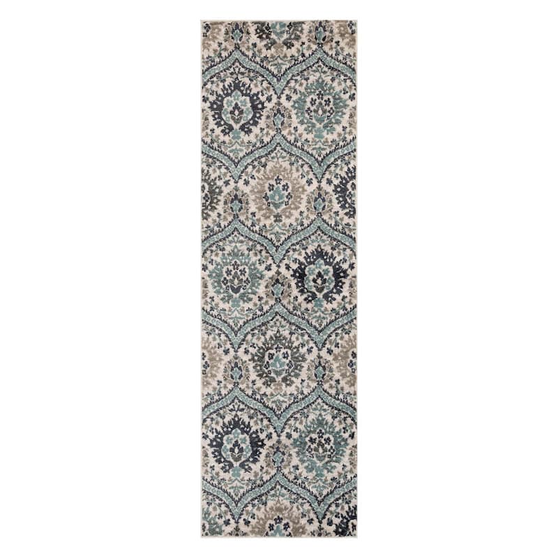 Superior Augusta Vintage Floral Damask Indoor Runner or Area Rug - 2' 7" x 10' - Deep Royal