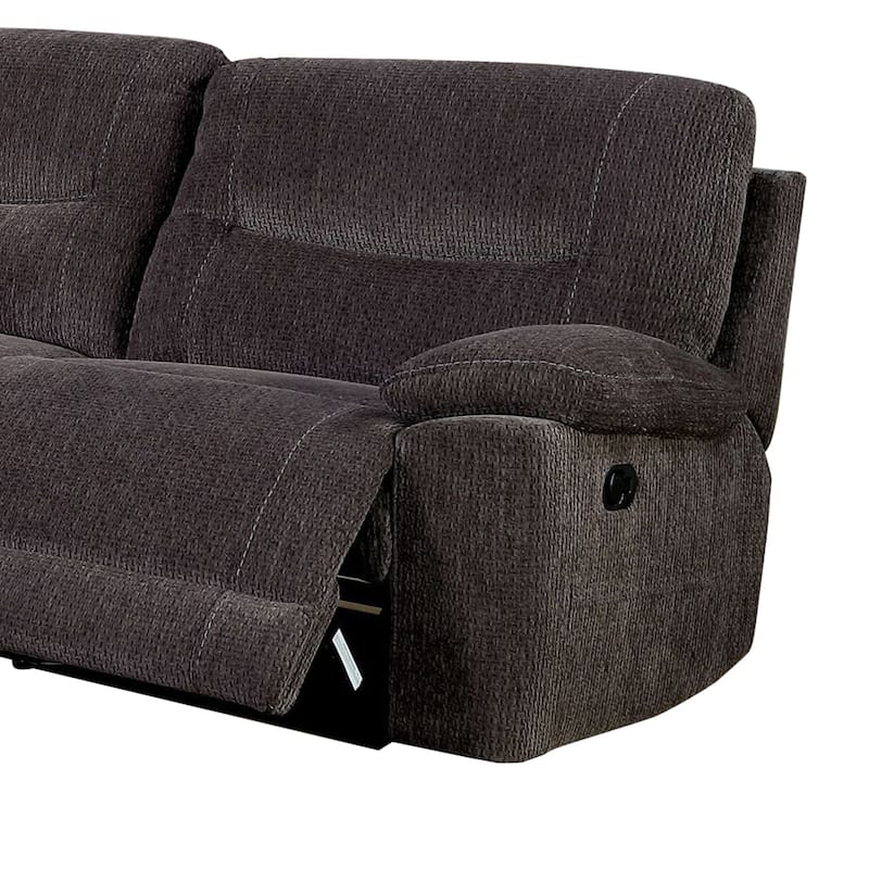 Fabric Upholstered Recliner Sectional Sofa with Chaise and Console, Gray