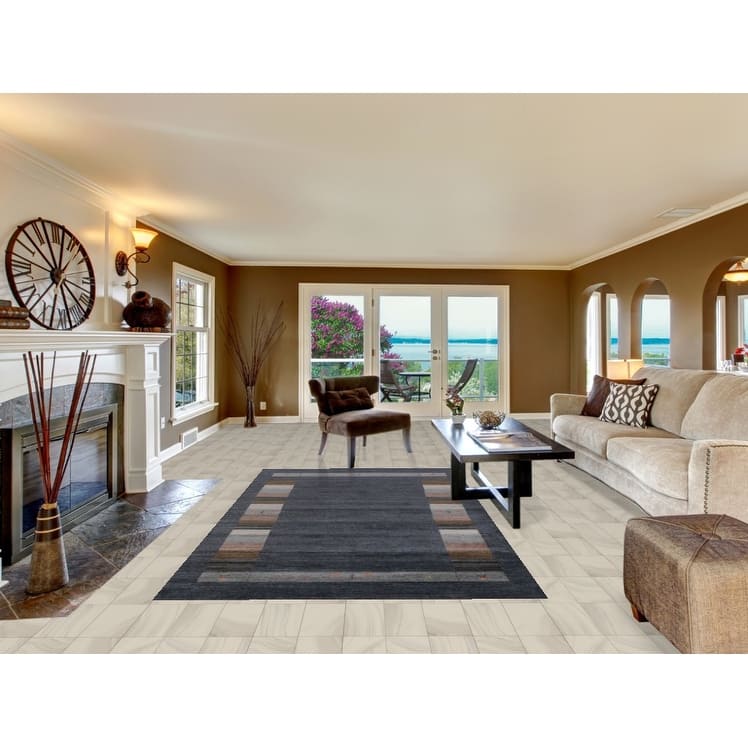 Hand Knotted Oriental 100% Wool Carpet Tribal Tribal Navy Blue & Blues Gabbeh Area Rug - 10' 0'' X 5' 6''