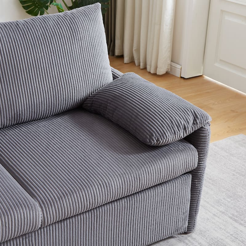 64.5" Loveseat Sofa with Pullout Bed,Corduroy Convertible Sleeper Sofa
