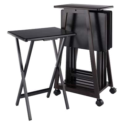 5-Pc Snack Table Set, Coffee Finish - 34" x 22.5" x 9.5"