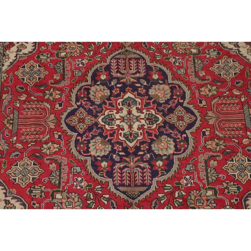 Tabriz Persian Vintage Area Rug Hand-Knotted Geometric Wool Carpet - 6'7"x 9'7"