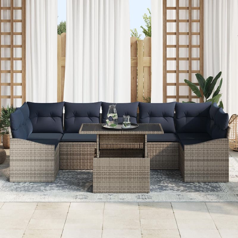 vidaXL 8 Piece Garden Sofa Set with Cushions - 113.8×48.6×27.2