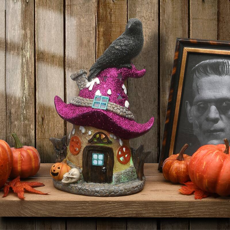 National Tree Company Halloween Pre-Lit Haunted Mushroom House Decoration, LED Lights, 10 Inches - 10 in