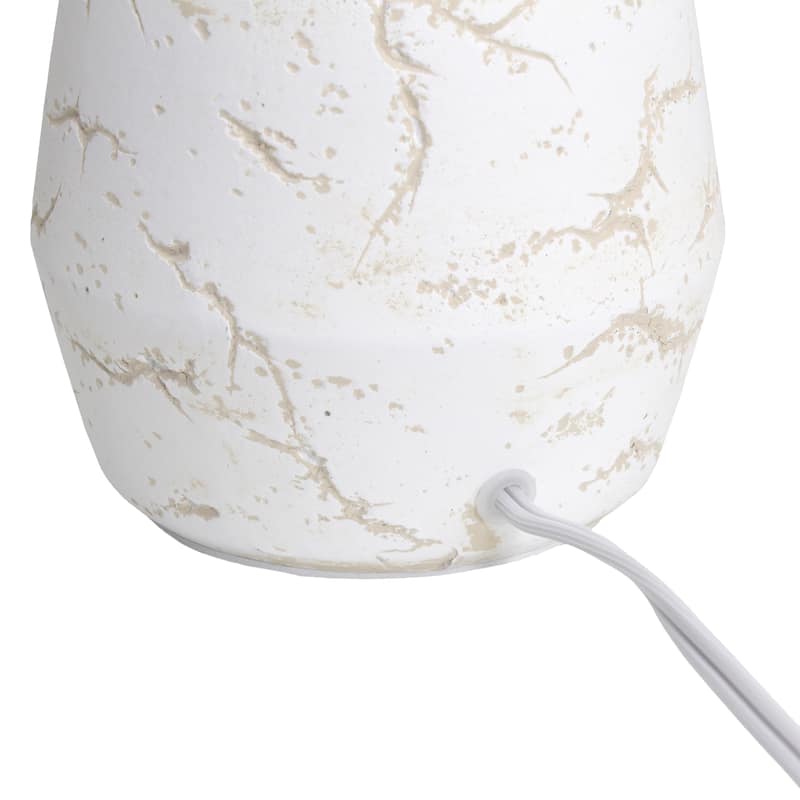 Modern Ceramic Table Lamp with Fabric Drum Shade Compact Marble Inspired Design - 7.09” x 7.09” x 13.30”
